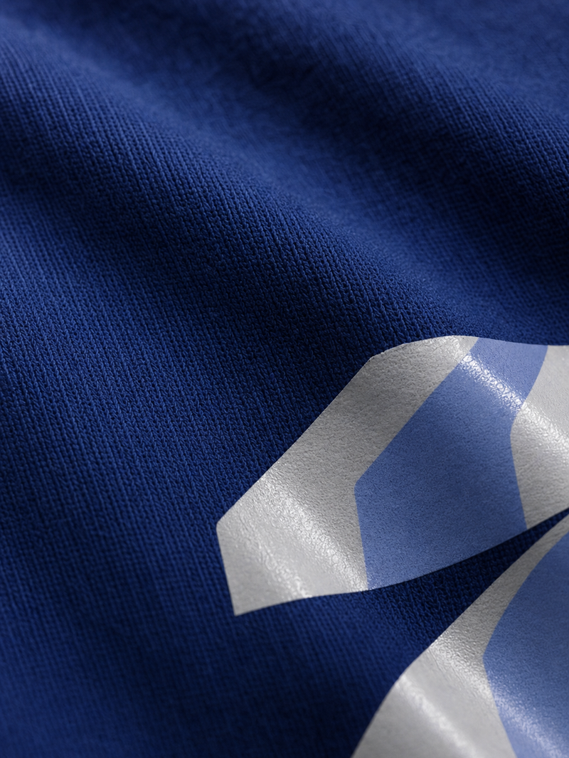 Off Supply Trophy 26 Blue T-Shirt – close-up detail