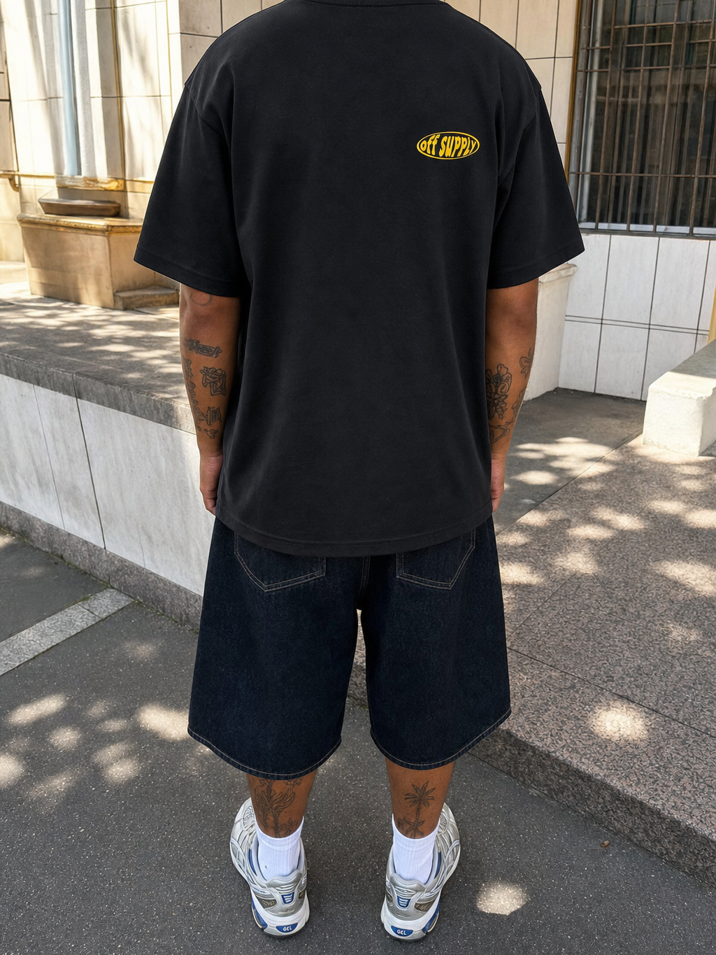 Off Supply Prism Trophy Black T-Shirt – model back