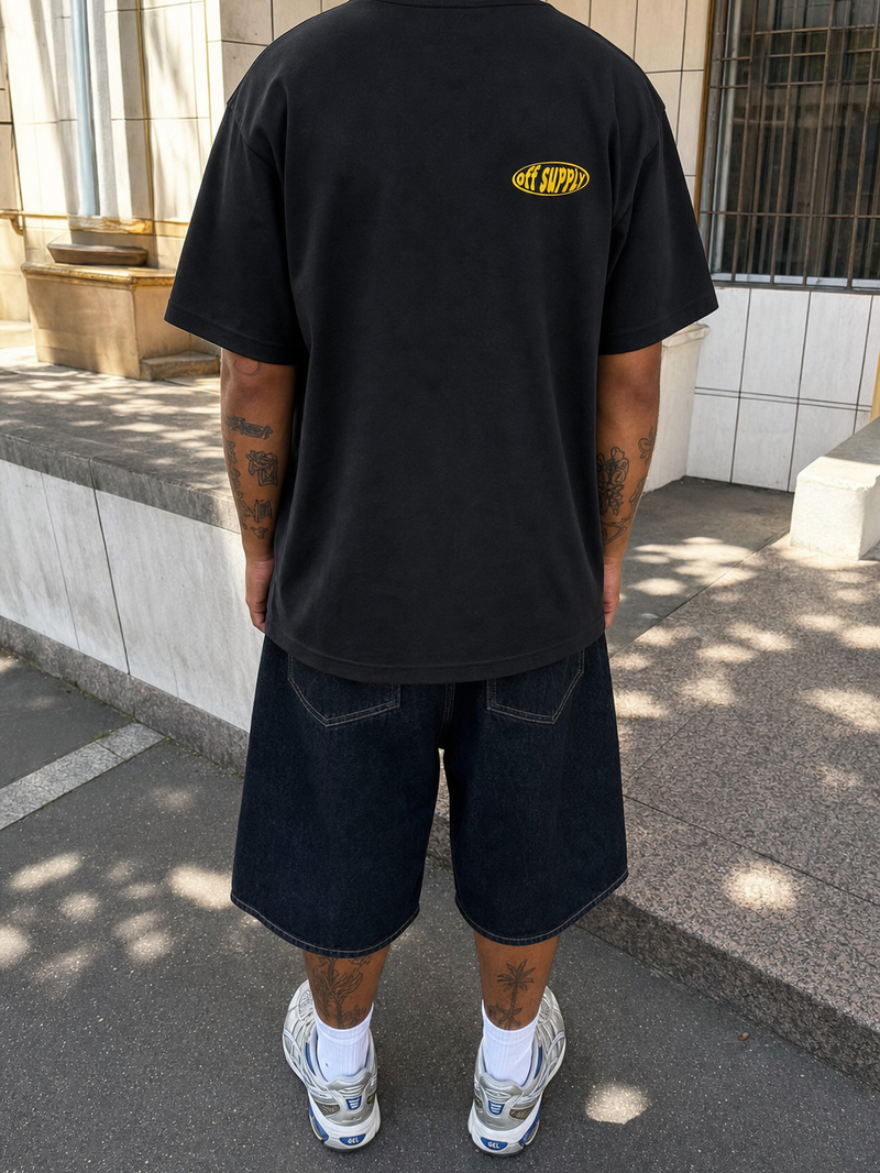Off Supply Prism Trophy Black T-Shirt – model back