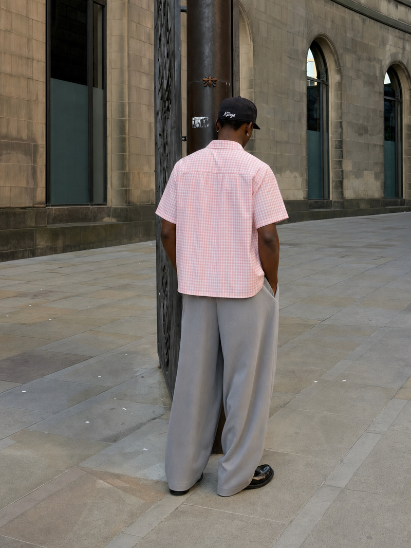 OFF SUPPLY HARMONY PINK CHECKS SHIRT – model back