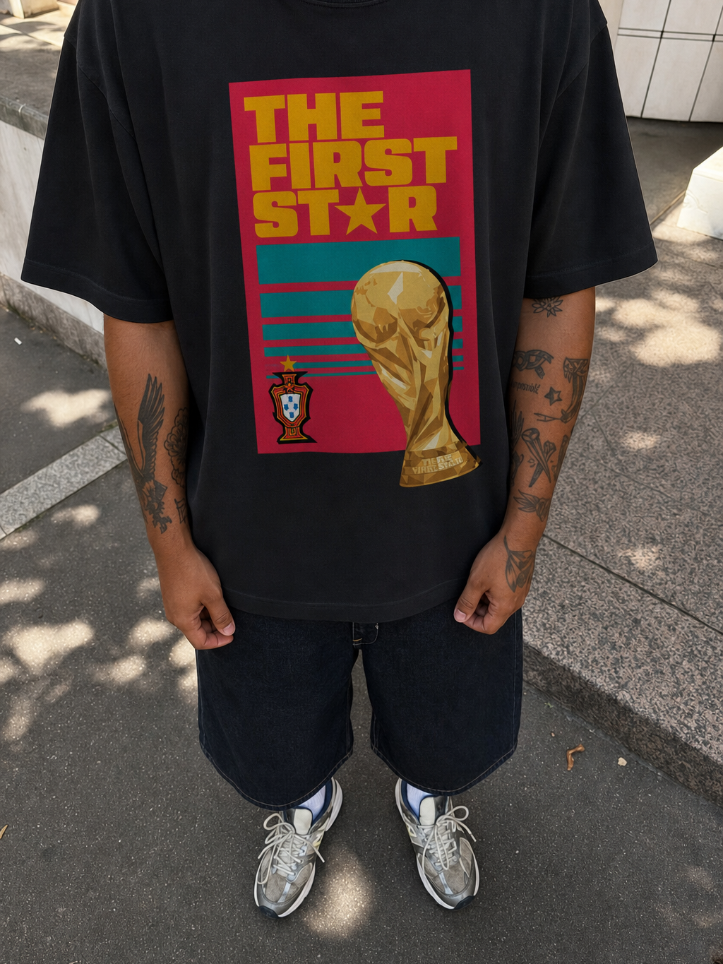 Off Supply First Star Black T-Shirt – model front