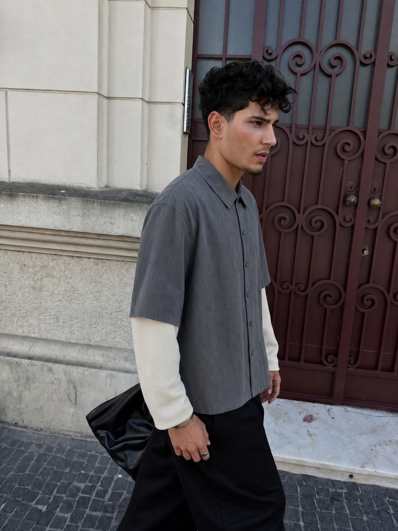 Off Supply Studio Faux layered Shirt Back – model front