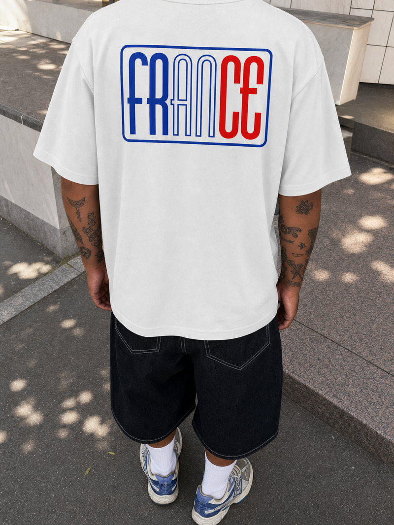 Off Supply France Block White T-Shirt – model back