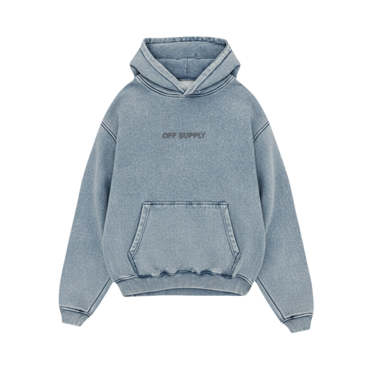 OFFSUPPLY ICE BLUE ACID WASH HOODIE