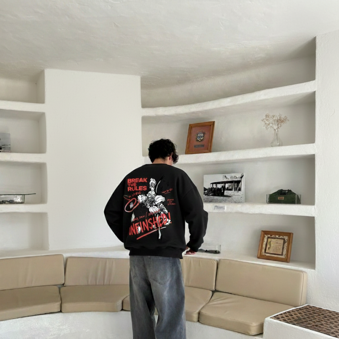 BREAK THE RULES - UNFINISHED OVERSIZED SWEATSHIRT