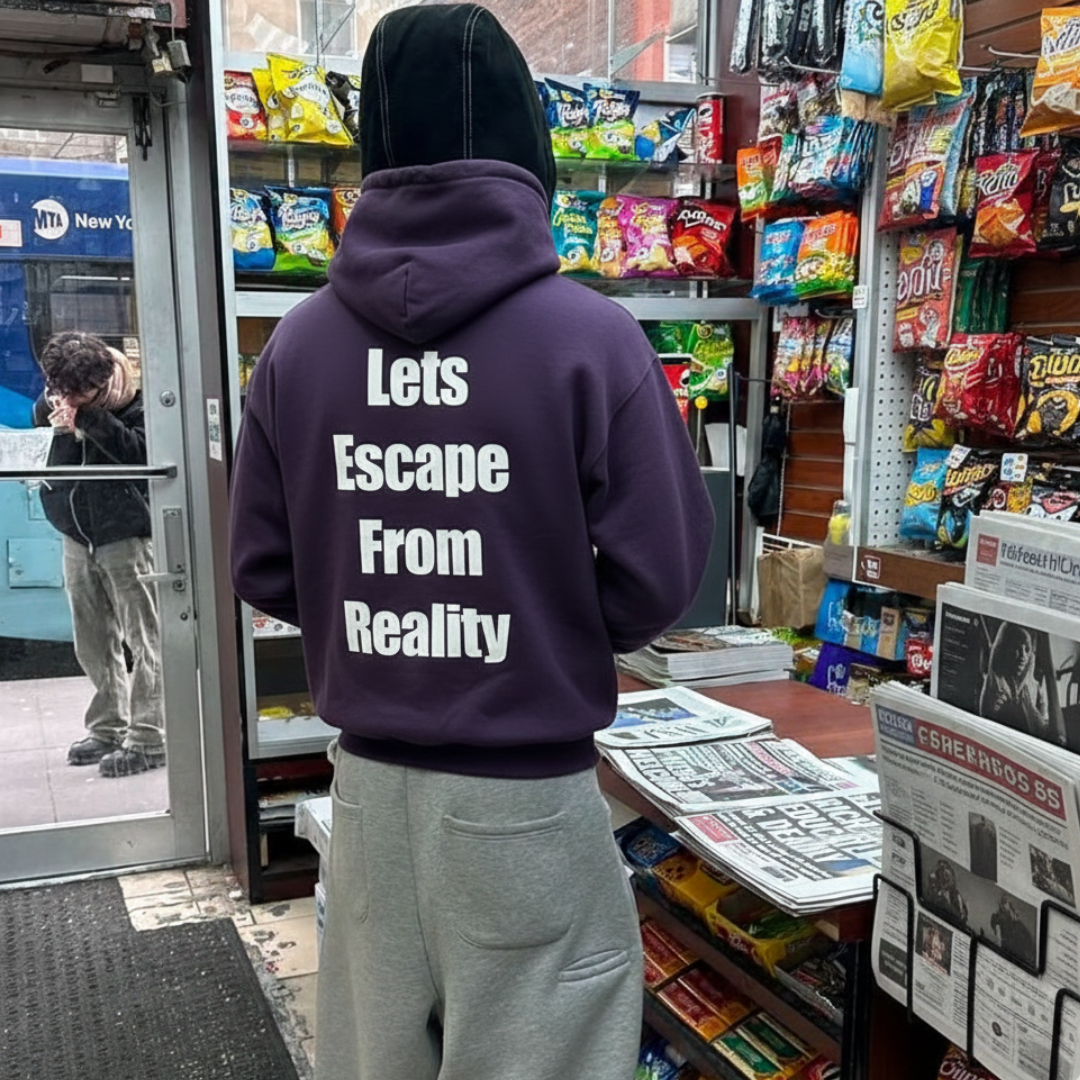Off supply Escape From Reality purple hoodie