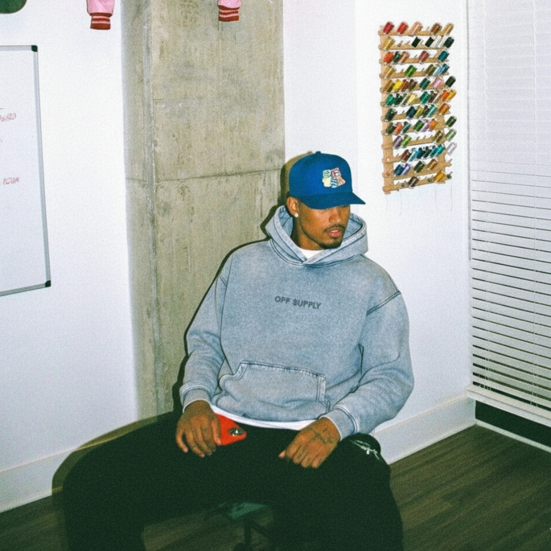 OFFSUPPLY ICE BLUE ACID WASH HOODIE