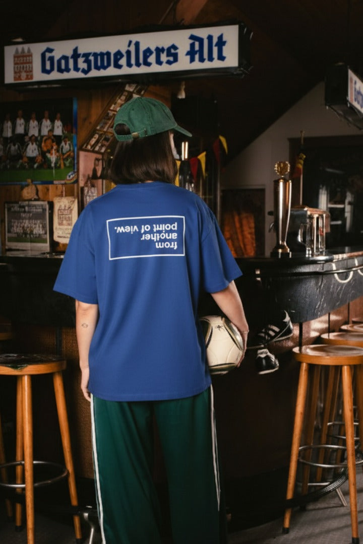 Off supply From another POV blue t-shirt