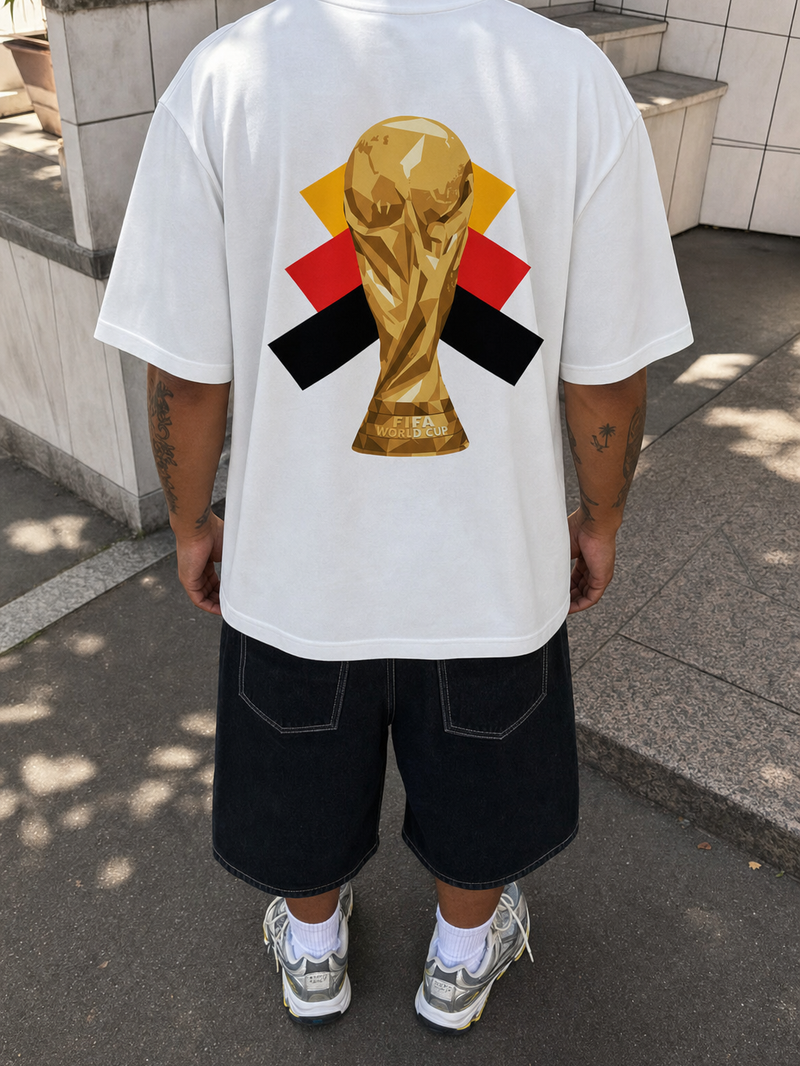 Off Supply Germany Trophy White T-Shirt – model back