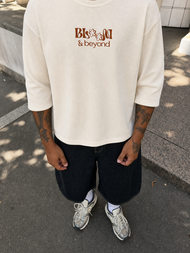 Off Supply Bloom & Beyond Off White Waffle T-shirt – model front