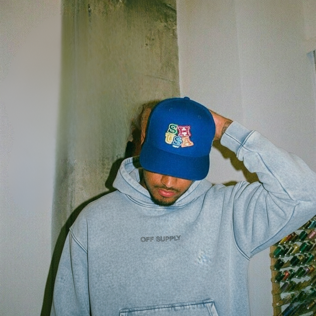 OFFSUPPLY ICE BLUE ACID WASH HOODIE