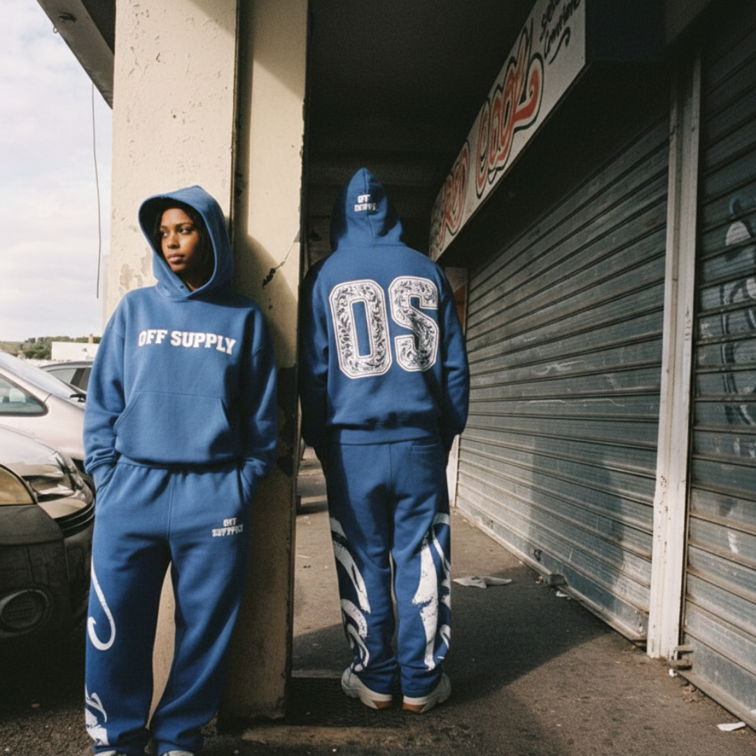 Off supply OS blue hoodie