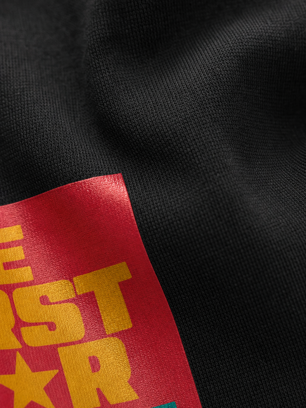 Off Supply First Star Black T-Shirt – close-up detail