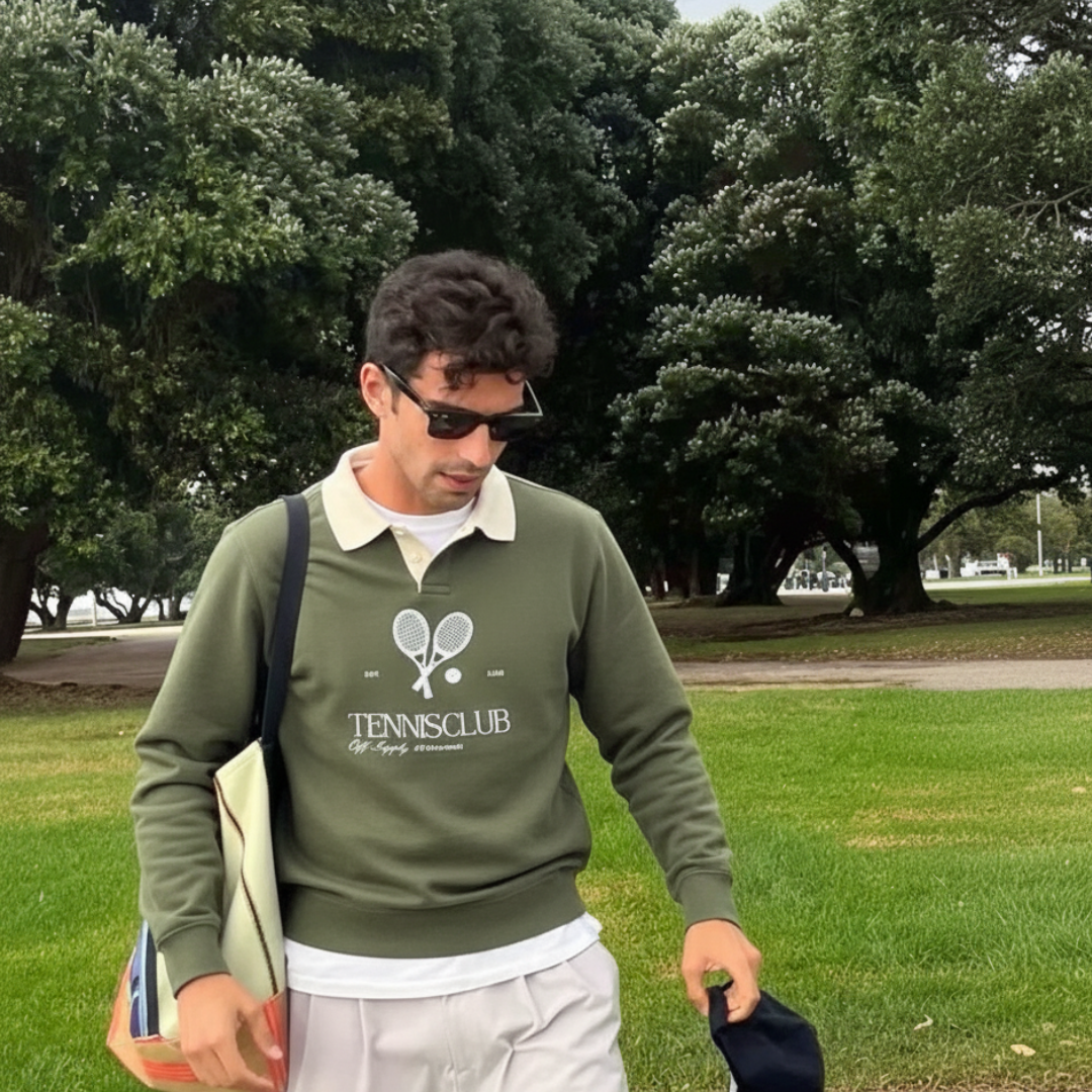 Off supply Tennis Club Olive Polo Sweatshirt