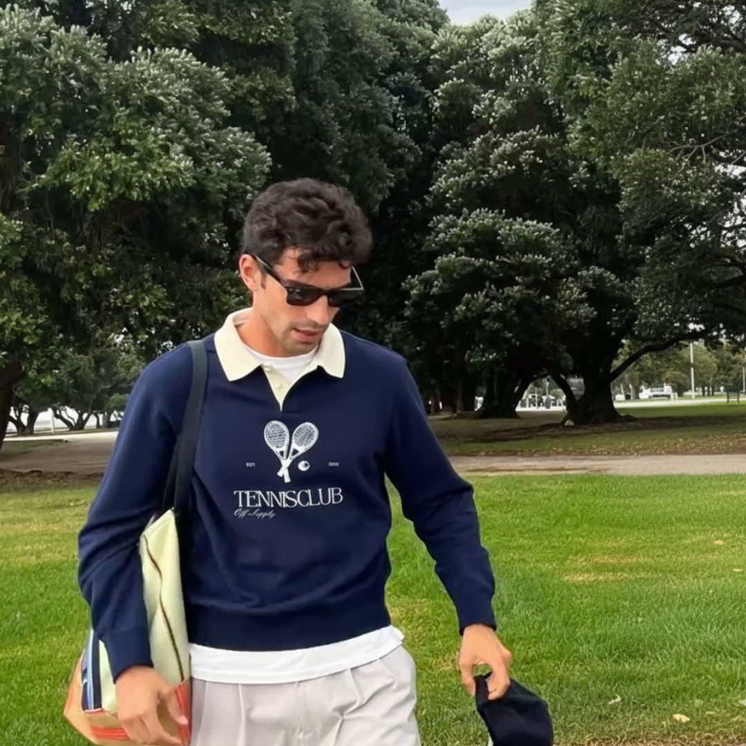 Off supply Tennis Club Navy Polo Sweatshirt