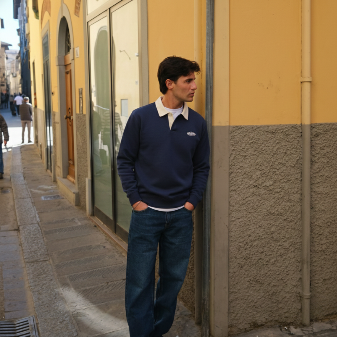 Off supply Classic navy blue polo sweatshirt