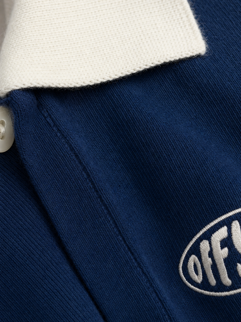 Off Supply Classic Polo Sweatshirt Navy Blue – close-up detail
