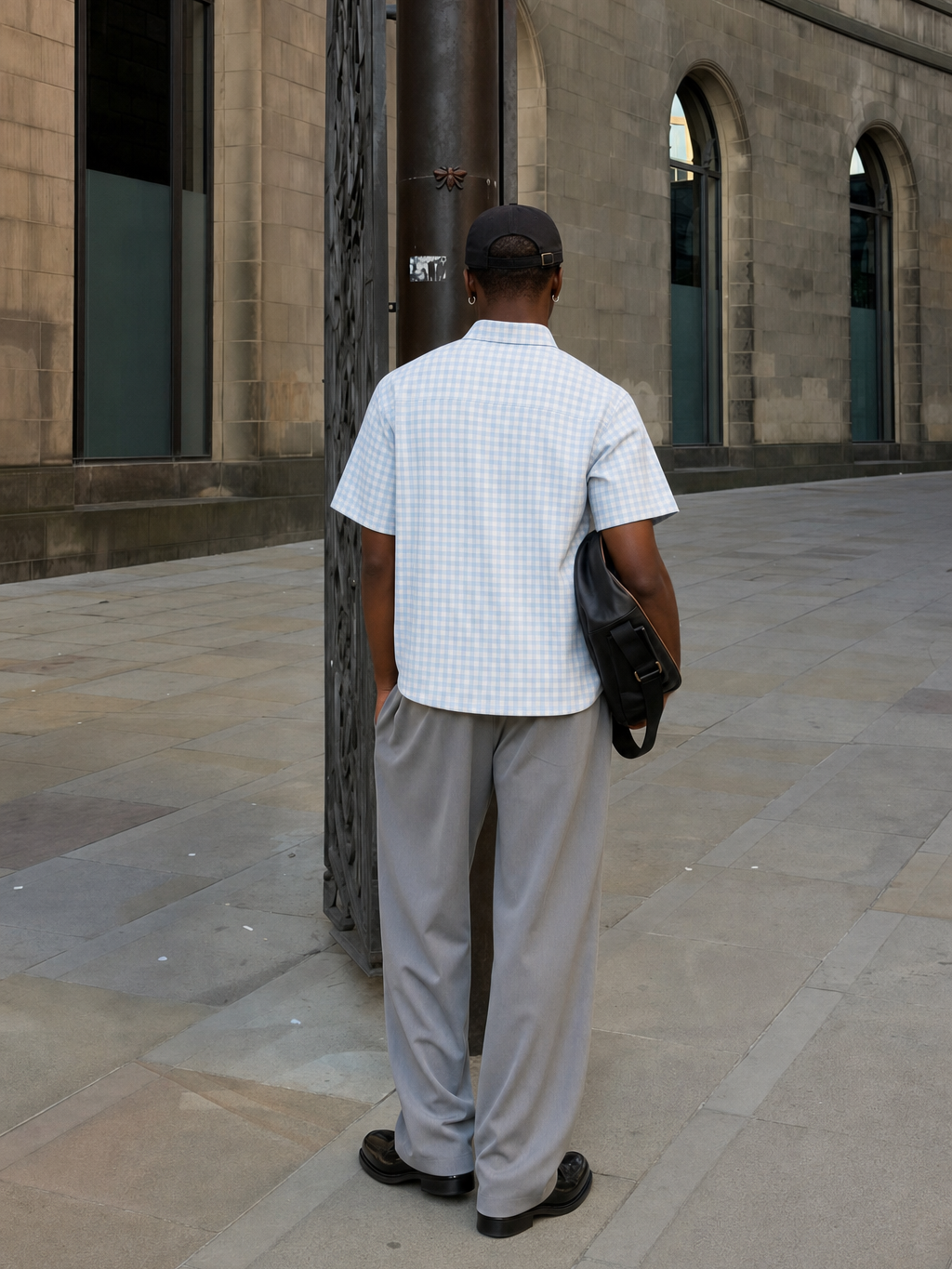 OFF SUPPLY HARMONY ICE BLUE CHECKS SHIRT – model back