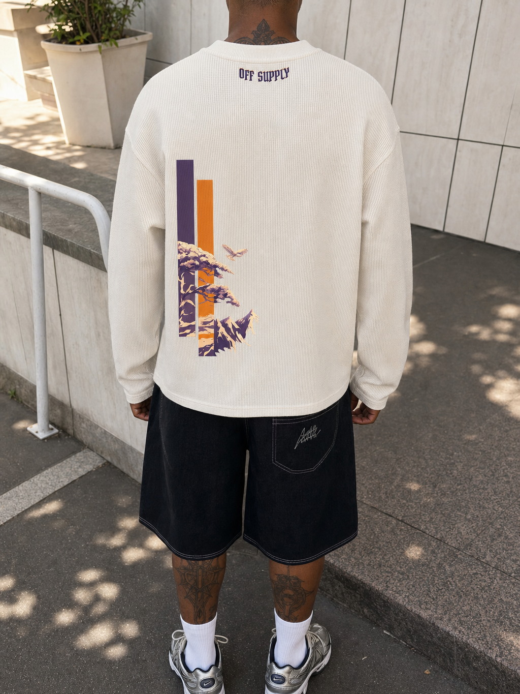 Off Supply Stillness Waffle T-shirt – model back
