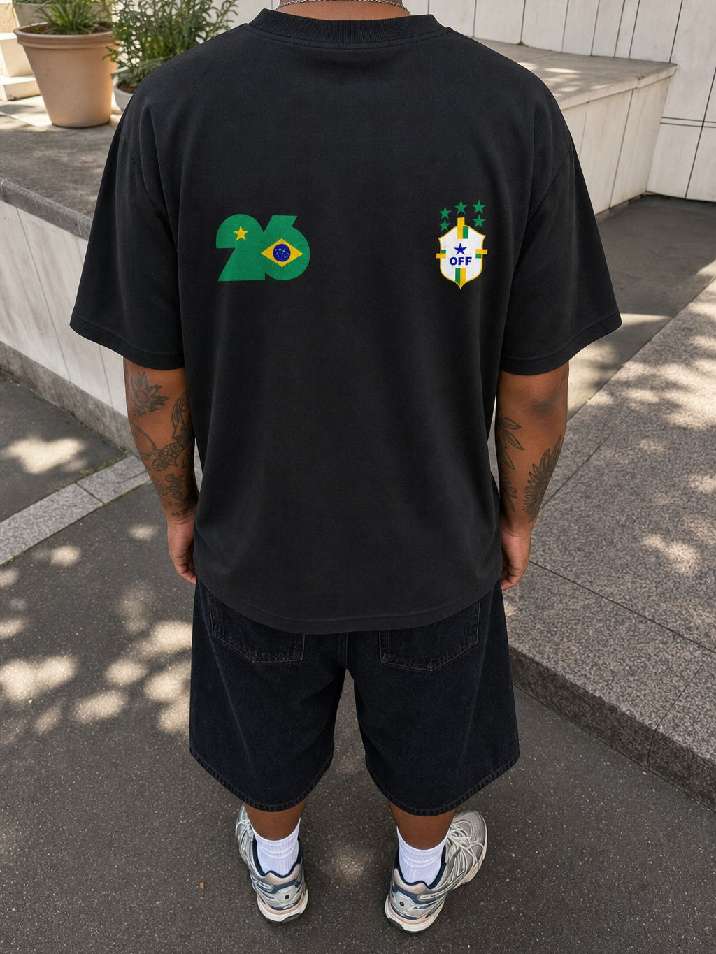 Off Supply Road To Hexa Black T-Shirt – model back