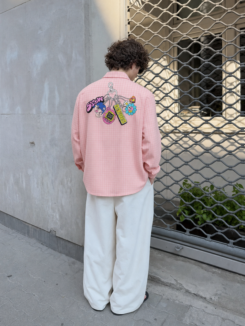OFF SUPPLY SENSITIVE KEYS SHIRT IN PINK – model back