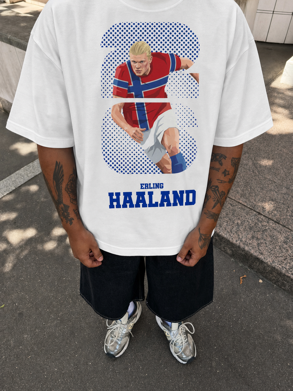 Off Supply Erling Haaland White T-Shirt – model front