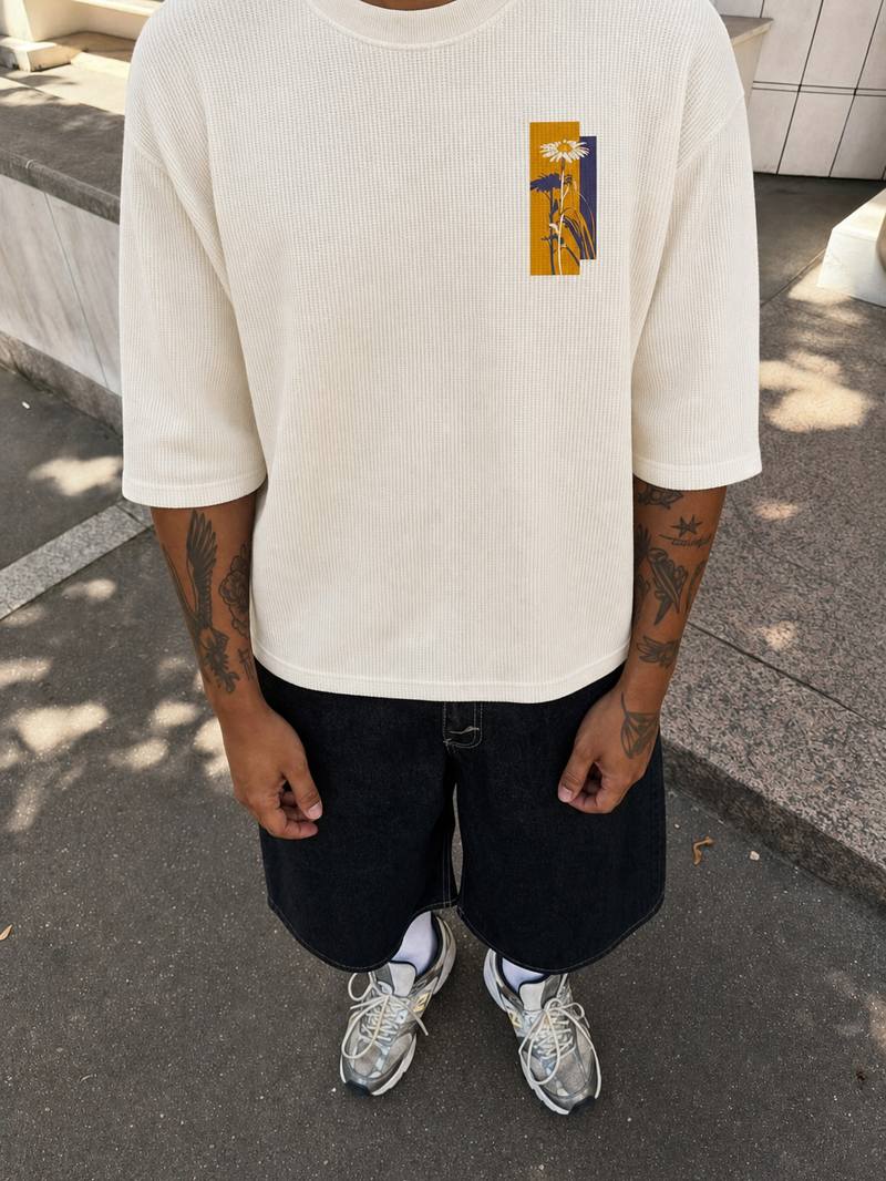 Off Supply Stillness Waffle T-shirt – model front