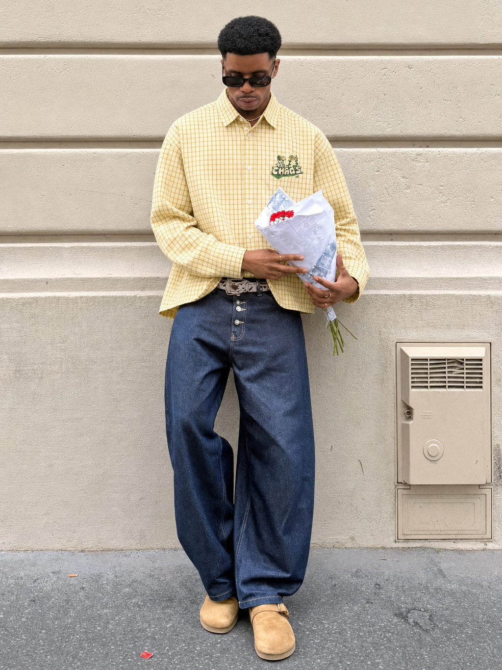 OFF SUPPLY EVERYDAY CHAOS SHIRT IN YELLOW – model front