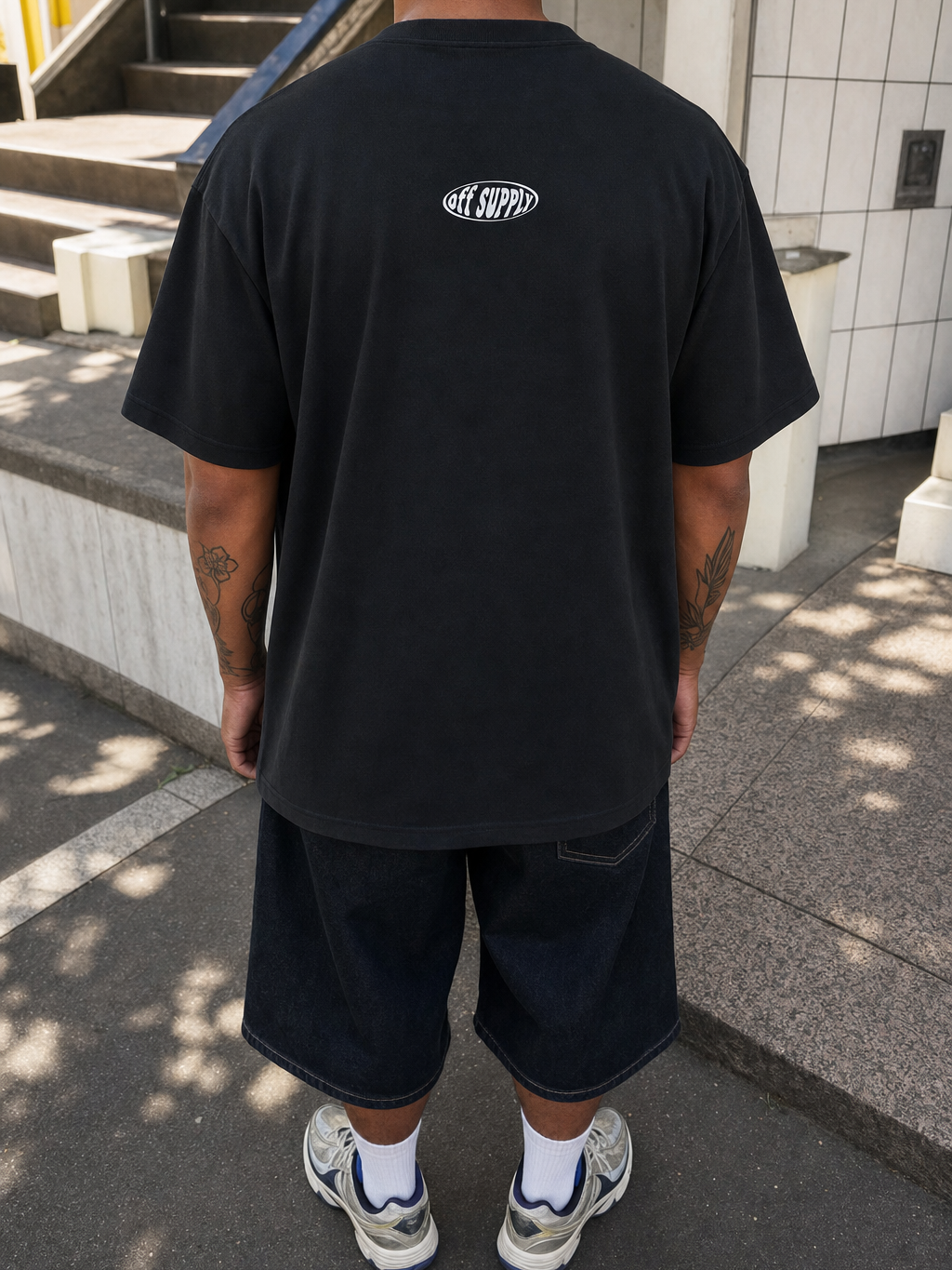 Off Supply Red Fury Black T-Shirt – model back
