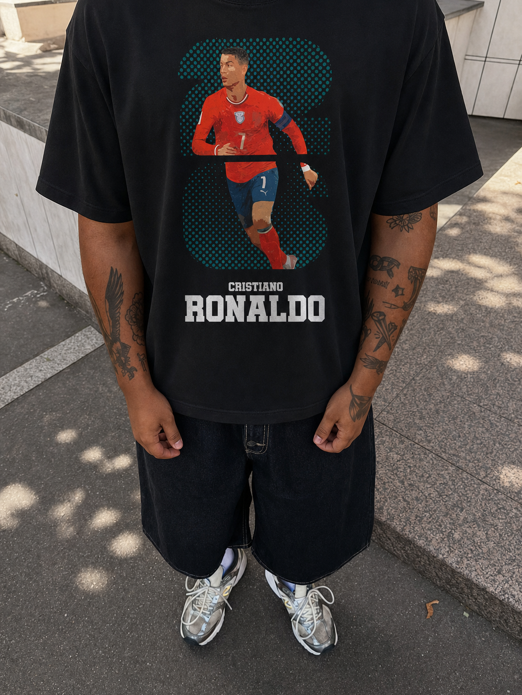 Off Supply CR7 Legacy Black T-Shirt – model front