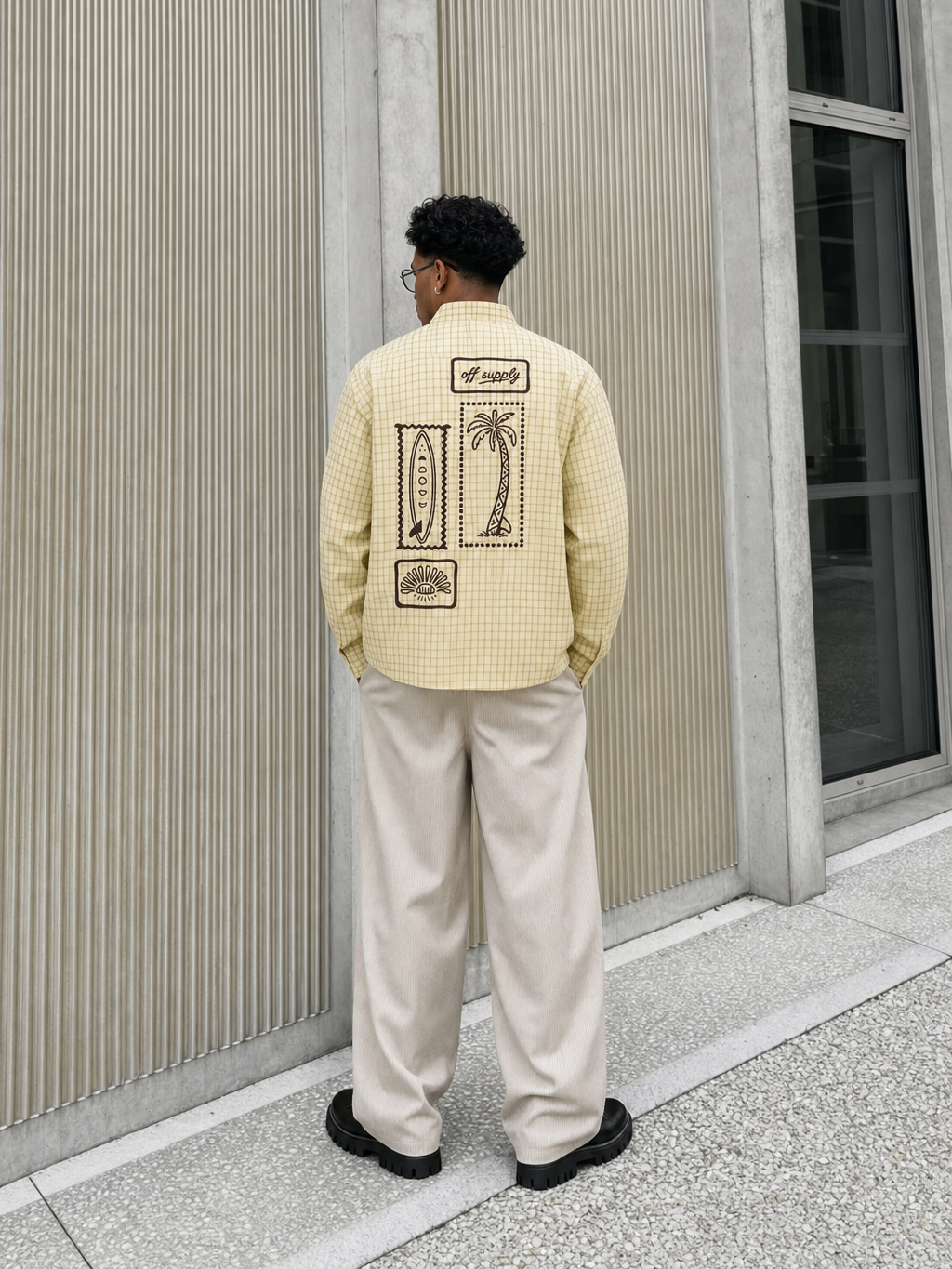 OFF SUPPLY EVERYDAY PALM SHIRT IN YELLOW – model back