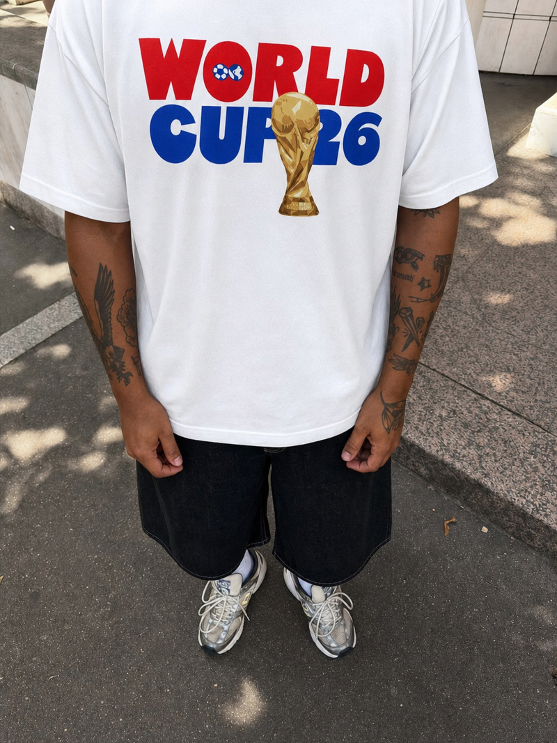 Off Supply Bleu Blanc White T-Shirt – model front