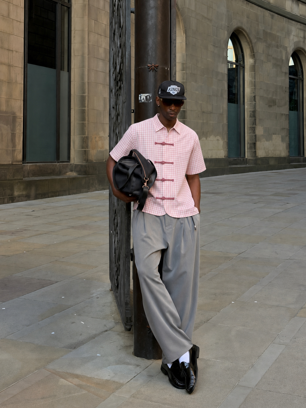 OFF SUPPLY HARMONY PINK CHECKS SHIRT – model front