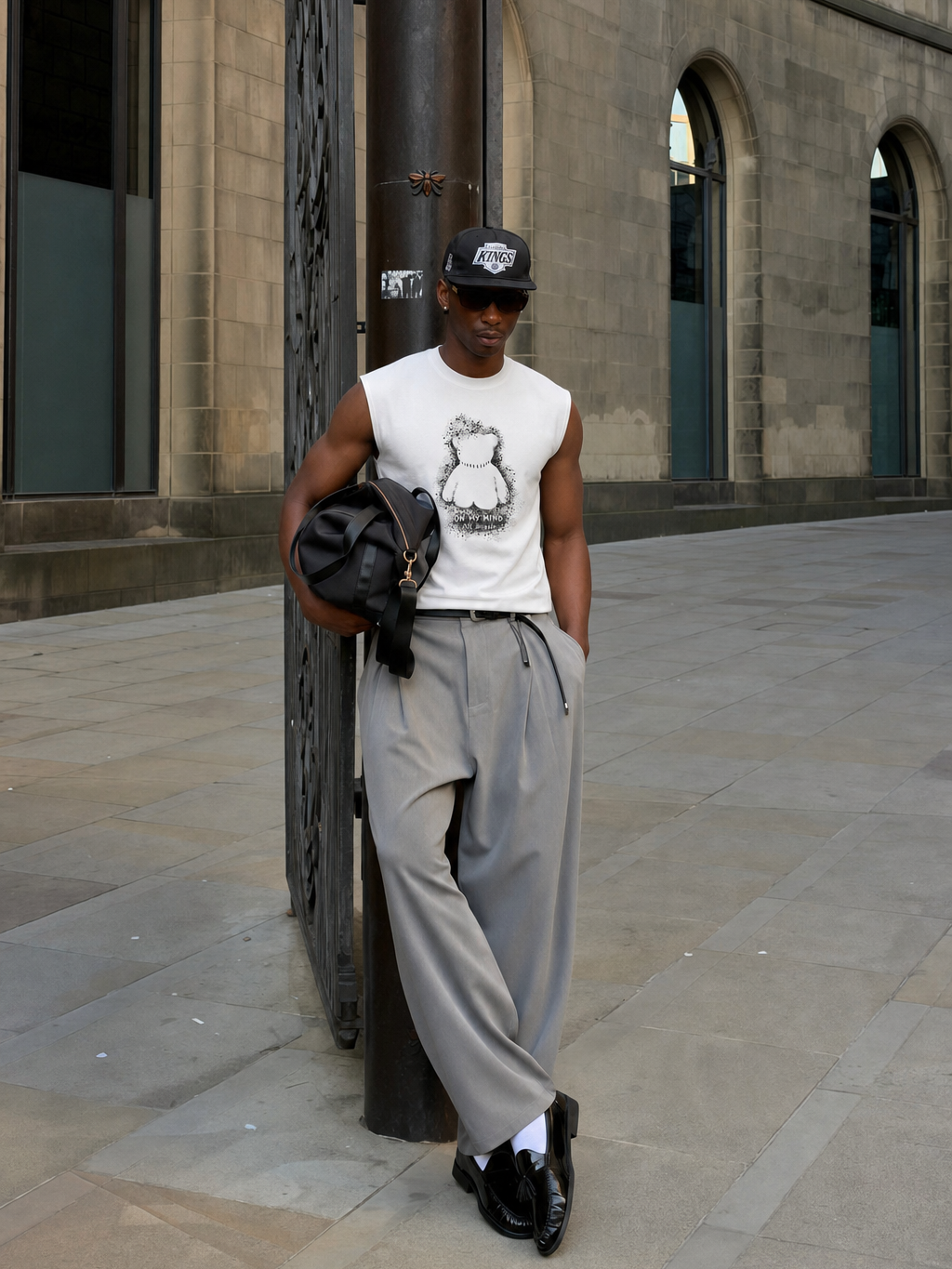 OFF SUPPLY FADED MEMORY BEAR WHITE TANK – model front