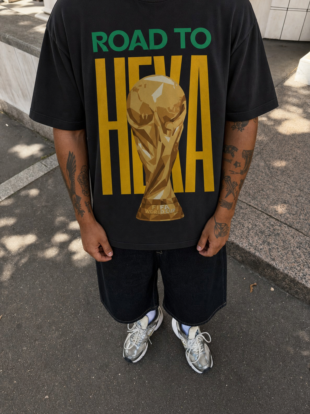Off Supply Road To Hexa Black T-Shirt – model front