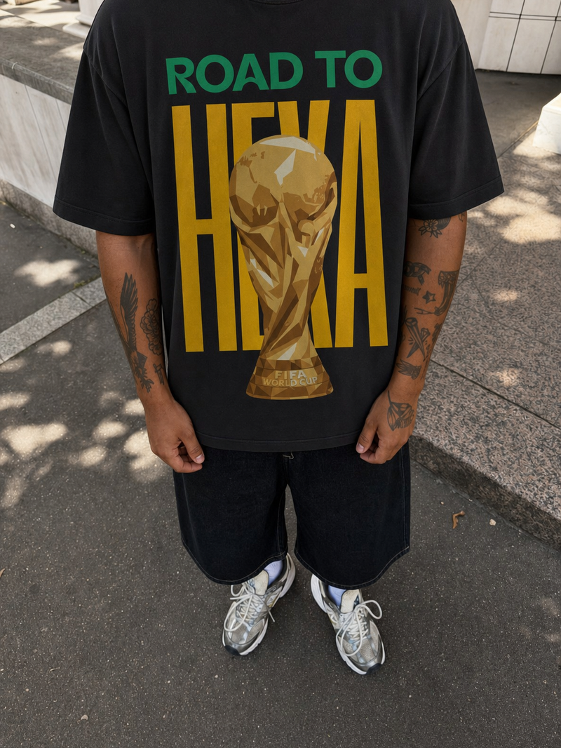 Off Supply Road To Hexa Black T-Shirt – model front