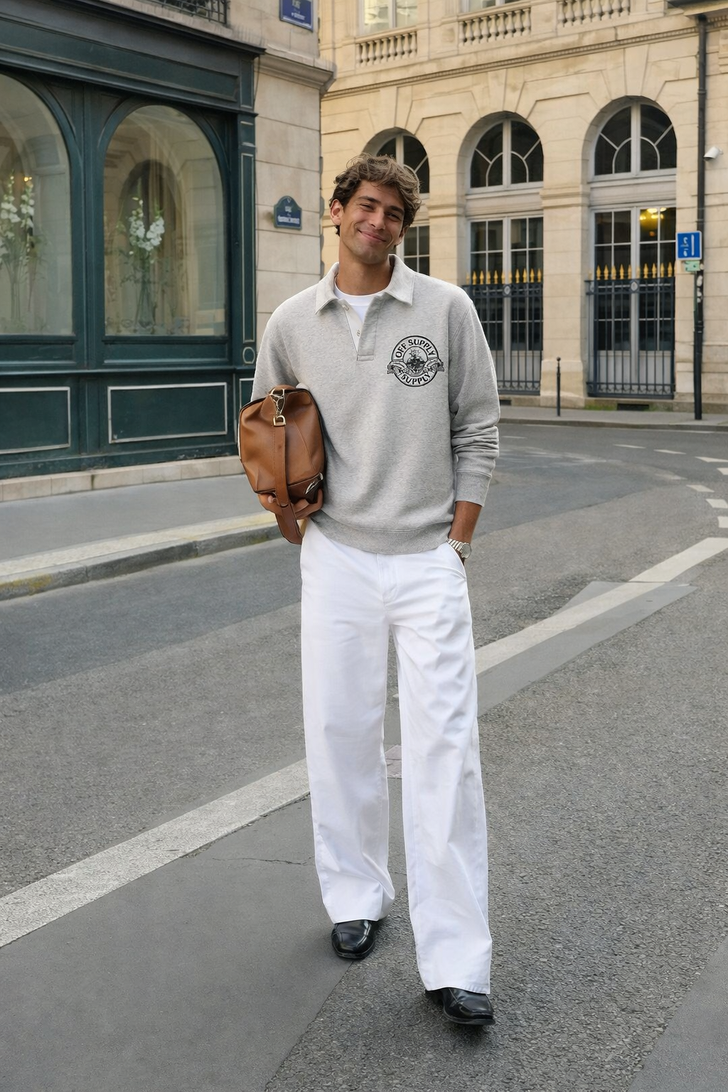 Off supply Badge Beige Polo Sweatshirt