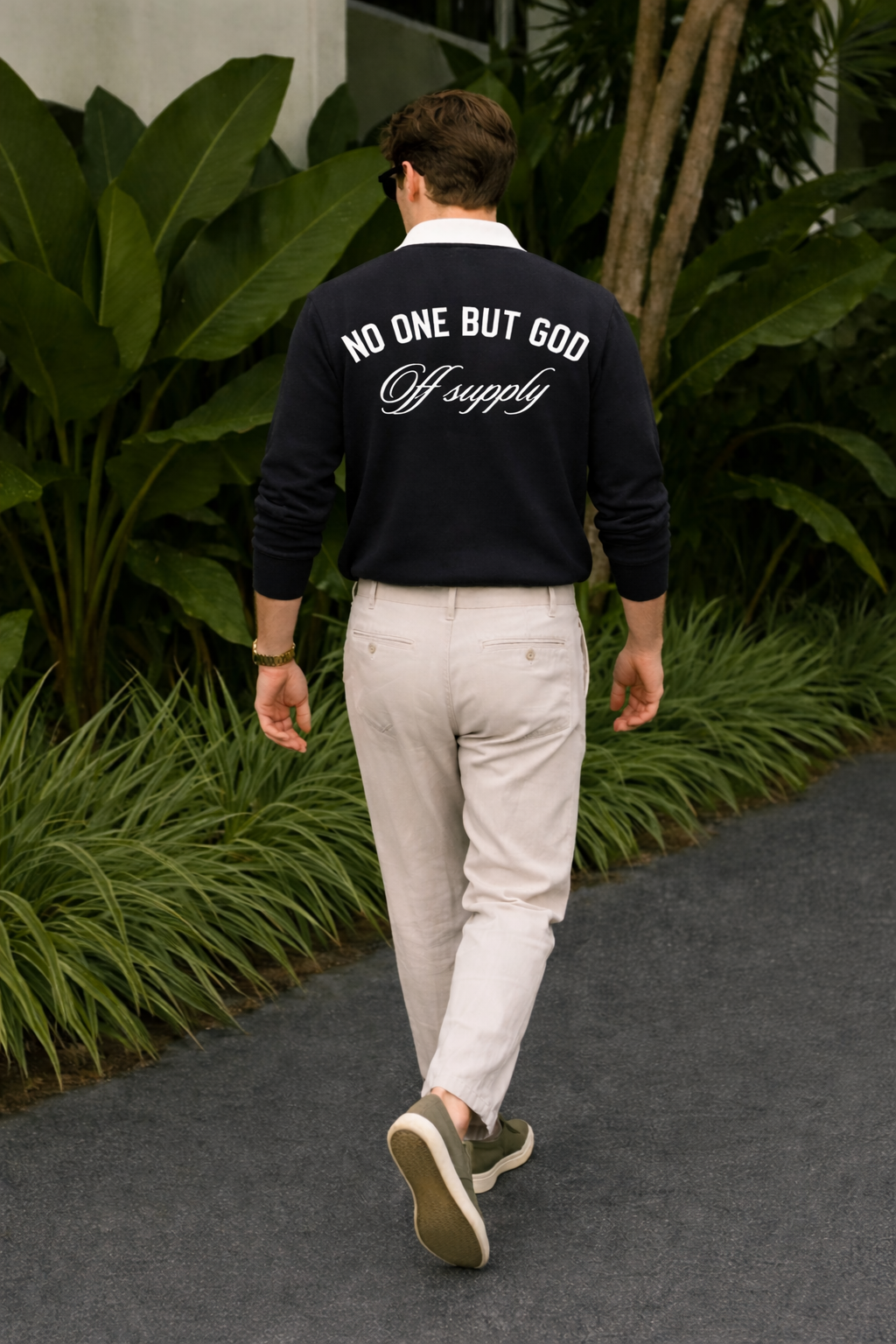 Off Supply No One But God Core Basic Polo Sweatshirt