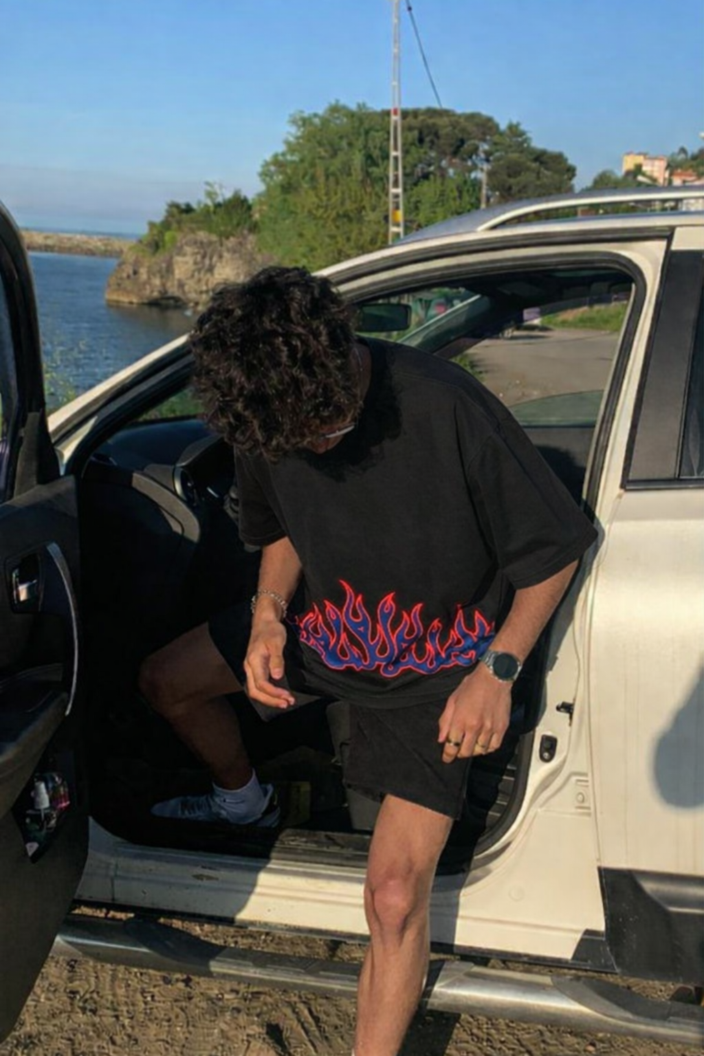 Off Supply Aurora Flames Statement T-shirt