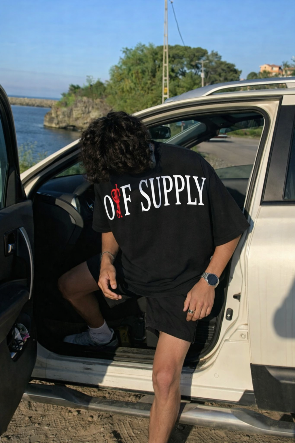 Off Supply Aurora Flames Statement T-shirt