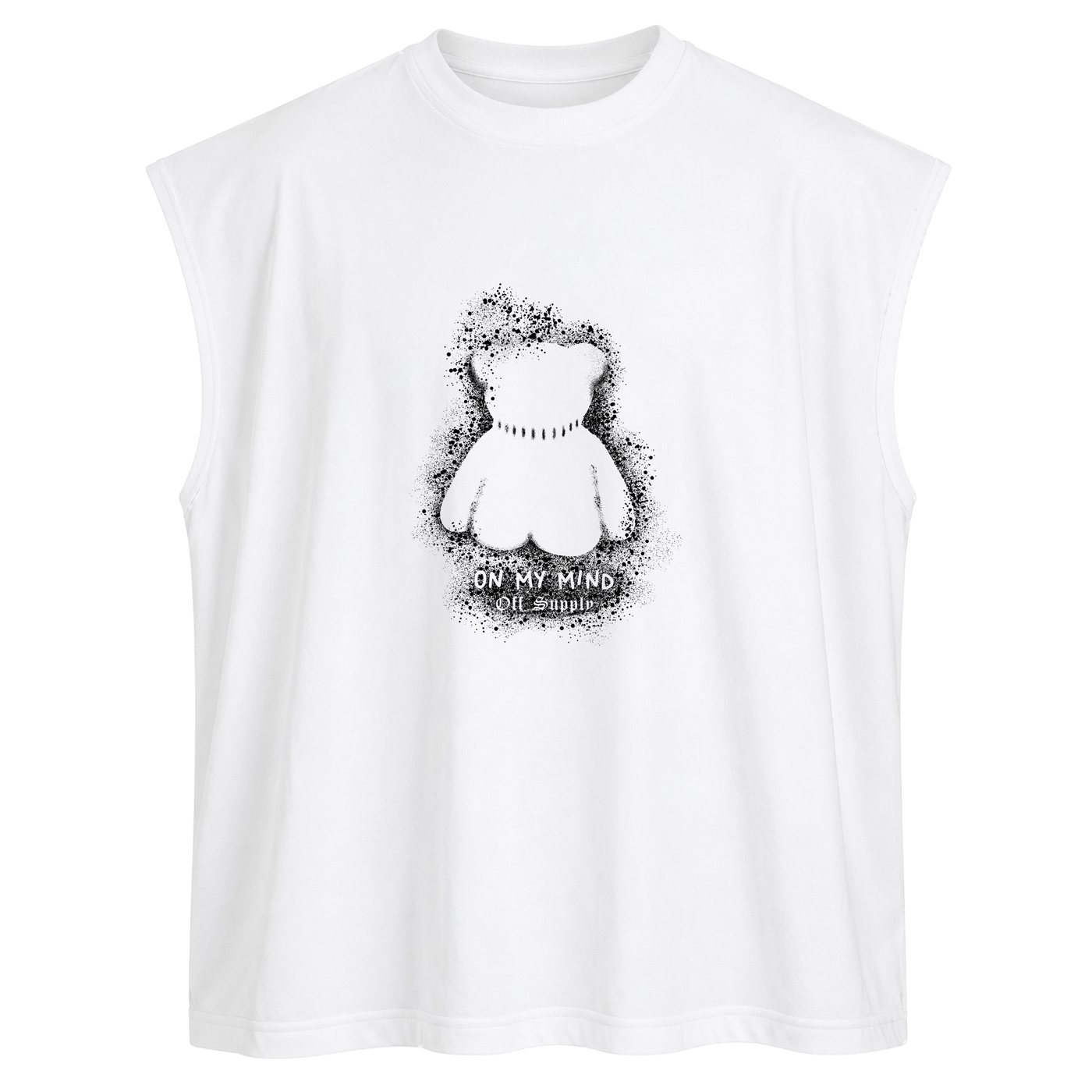 OFF SUPPLY FADED MEMORY BEAR WHITE TANK