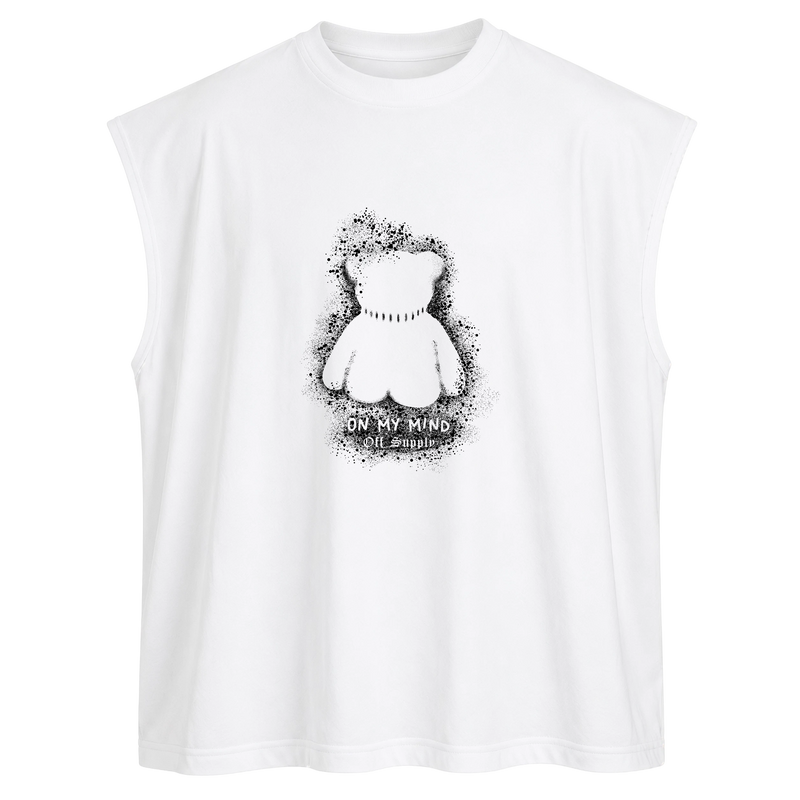 OFF SUPPLY FADED MEMORY BEAR WHITE TANK