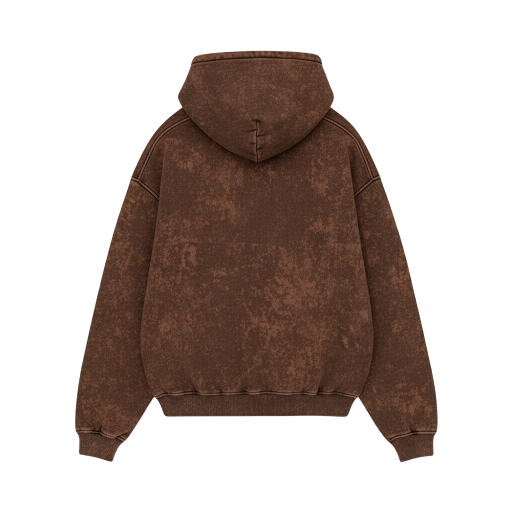 OFFSUPPLY GRAPHIC PRINT EARTH CLAY ACID WASH HOODIE