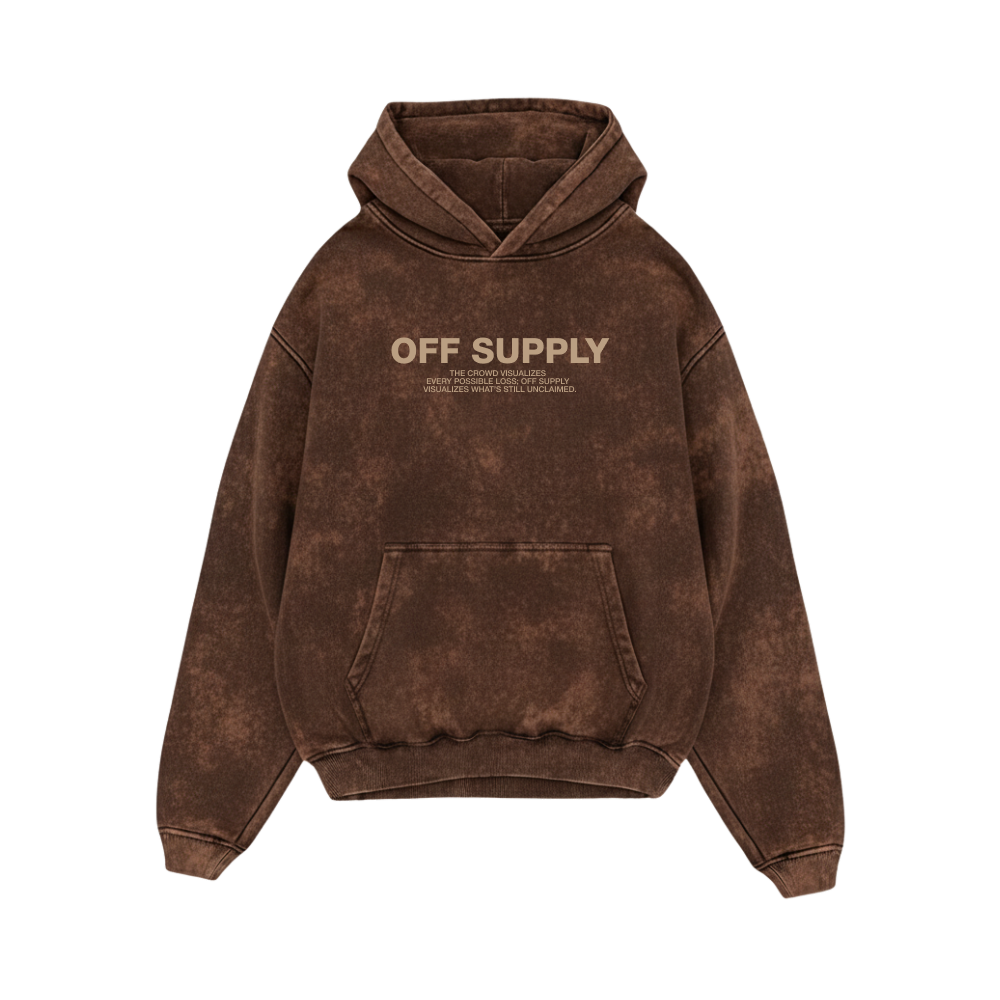 OFFSUPPLY GRAPHIC PRINT EARTH CLAY ACID WASH HOODIE