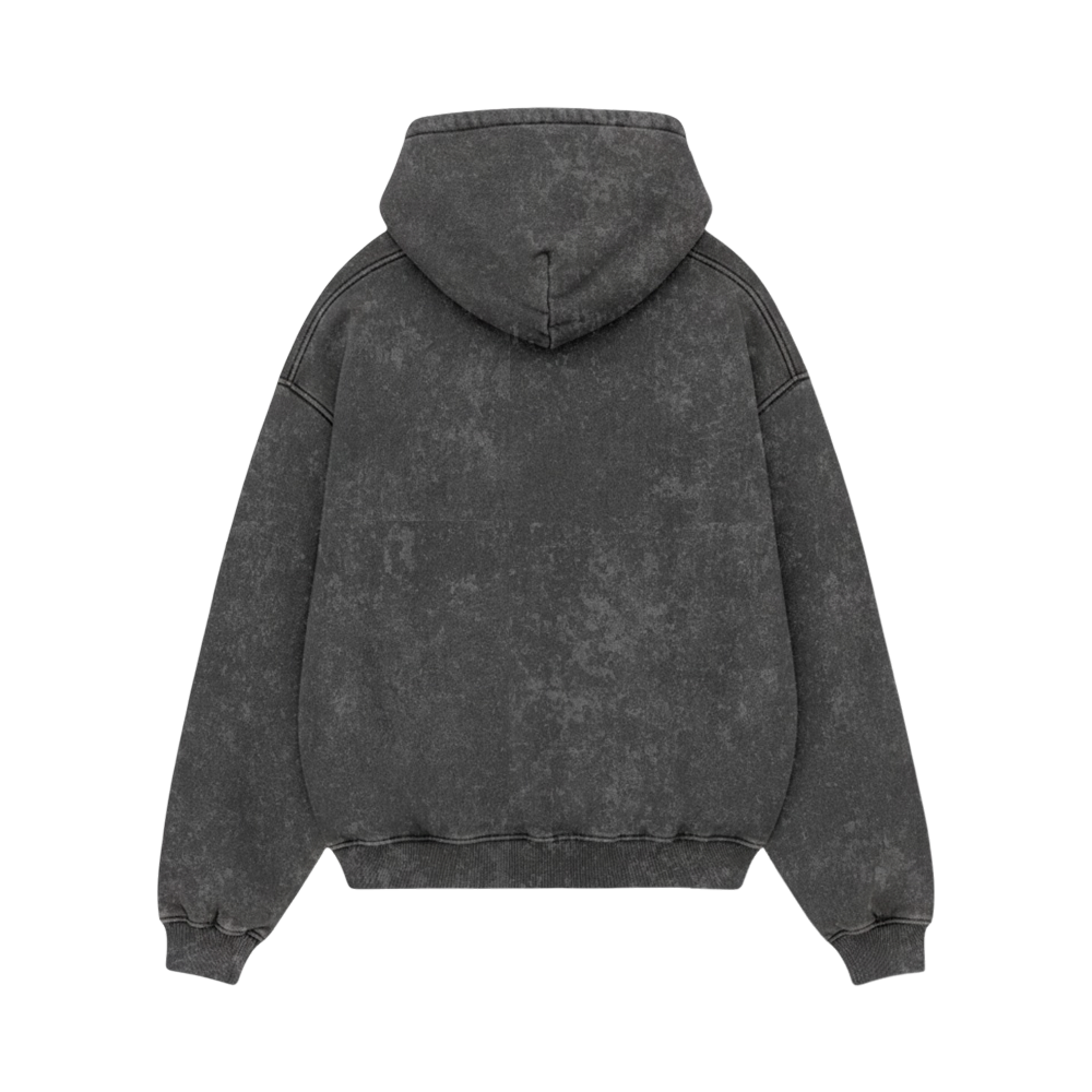 OFFSUPPLY GRAPHIC PRINT GRAPHITE ACID WASH HOODIE