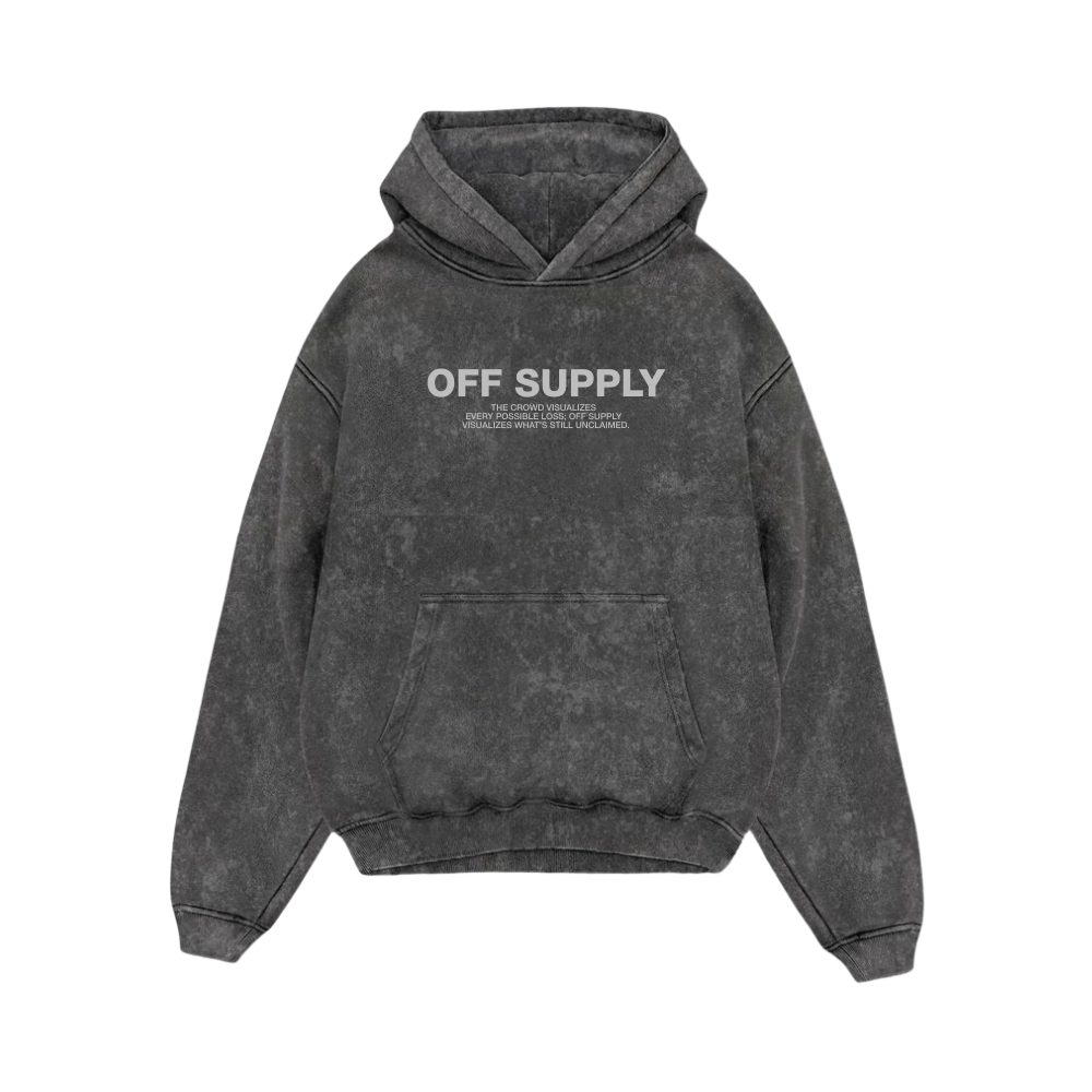 OFFSUPPLY GRAPHIC PRINT GRAPHITE ACID WASH HOODIE
