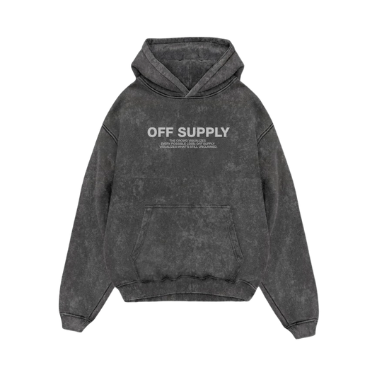 OFFSUPPLY GRAPHIC PRINT GRAPHITE ACID WASH HOODIE