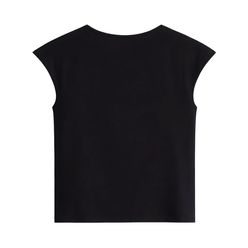 Off Supply Cross-stitch Motif Black Crop Top