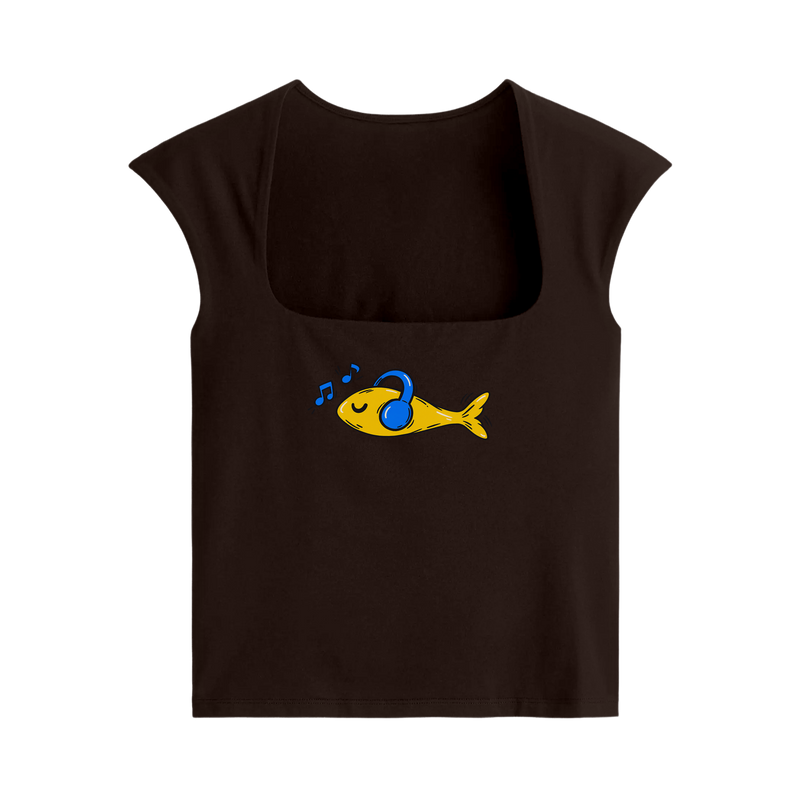 Off Supply Focus Brown Crop Top