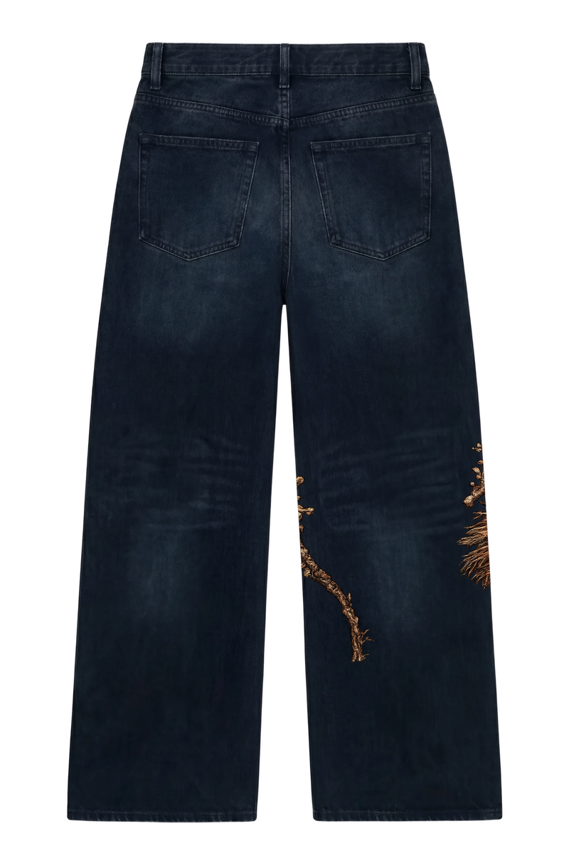 Off Supply Gilded Crane Embroidered Denim — Limited Edition